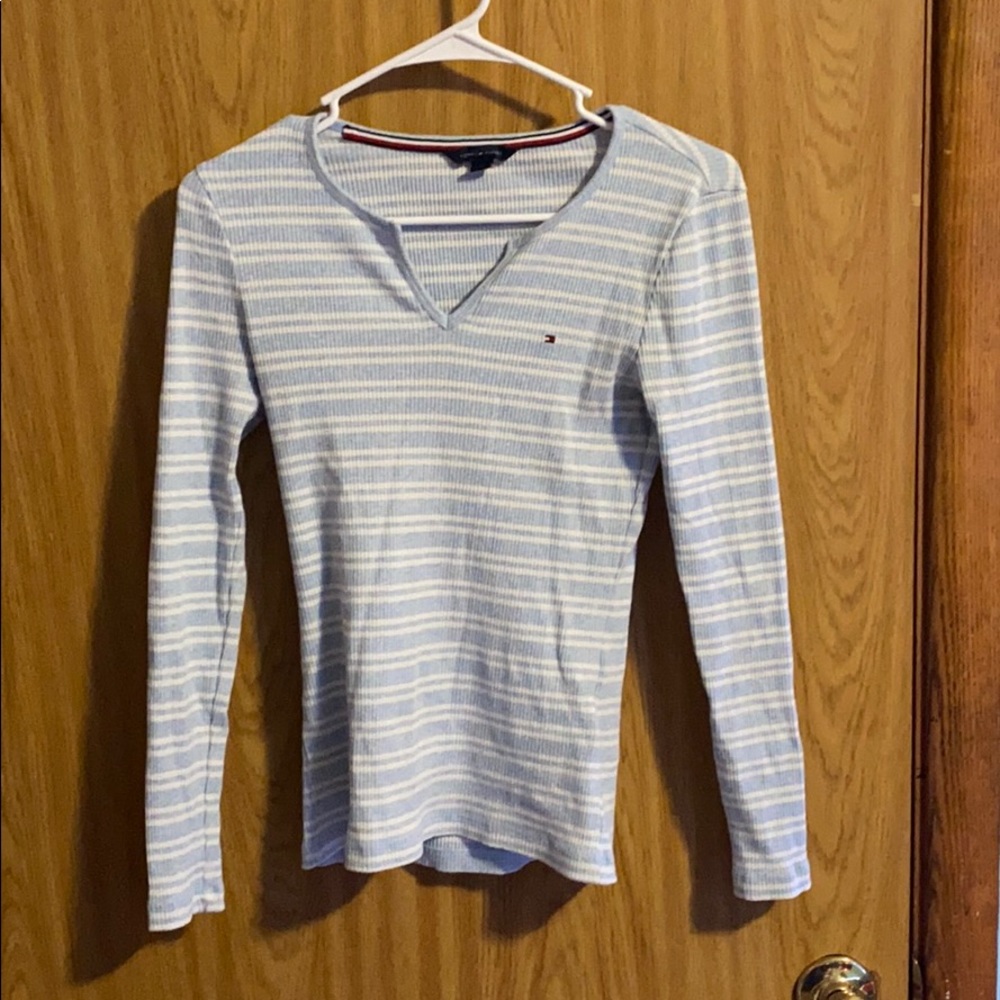 tommy hilfiger tight fitting striped shirt